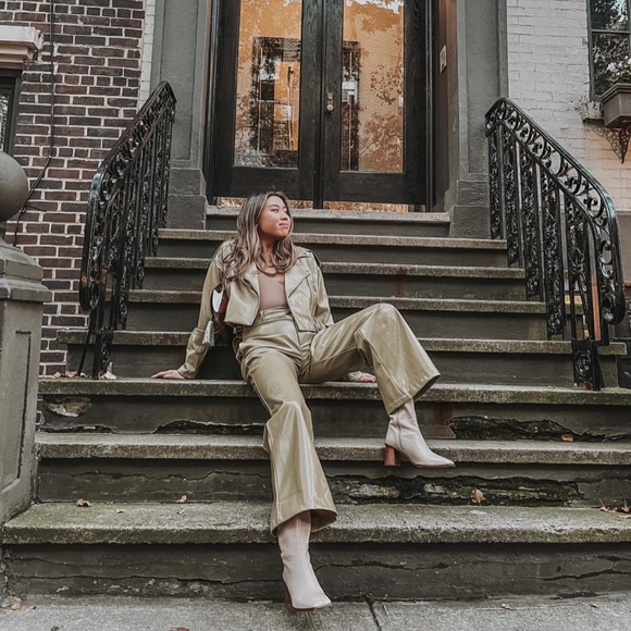 Danielle Bernstein Green Motorcycle Jacket / Pant XS/US2 - Picture 2 of 4